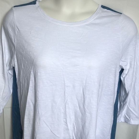 Crown & Ivy white blue 3/4 sleeve top size XL - Picture 2 of 8